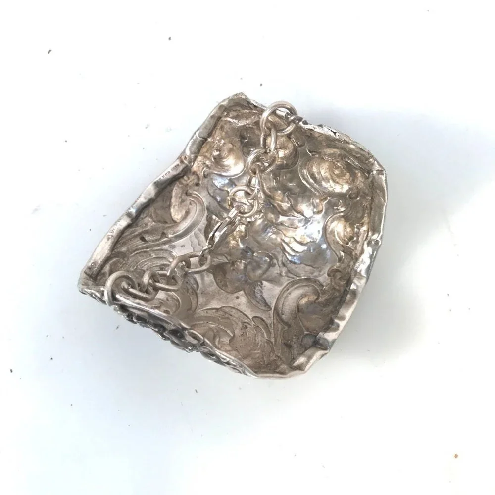 Kissing Cherub Wide Sterling Silver Cuff Bracelet Unger Brothers Angel Putti